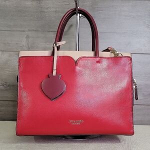 Kate Spade Red and Pink Color-Block Leather Tote  Crossbody Bag
